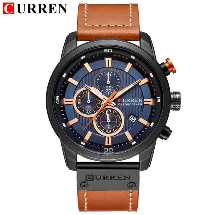 CURREN Marca Reloj Hombre Cuero Deportes Relojes Hombre Ejército Militar Reloj de Pulsera de Cuarzo Cronógrafo Reloj Masculino Relogio Masculino