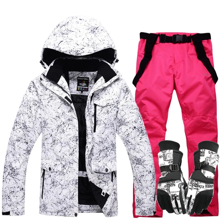 Nuevo traje de esquí grueso y cálido para hombre y mujer, guantes de esquí impermeables a prueba de viento, chaqueta de snowboard, conjunto de pantalones para hombre de talla grande 3XL