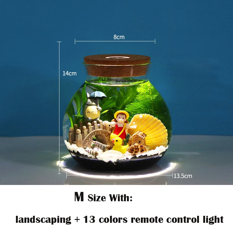 Portable Ecological Bottle Micro Landscape Aquarium Landscape Bucket Fish Tank Office Desktop Glass Ecological Bottle Fish Tank