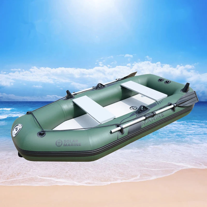 Solarmarine B230-3 Barco de pesca inflable de PVC, kayak de carreras, canoa con accesorios gratuitos para deportes acuáticos al aire libre, 3 personas