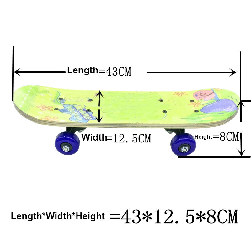 Monopatín para niños de 43cm, tabla de Skate de doble roca de arce, patin para niños, patines adhesivos de dibujos animados, patines para niños, Longboard