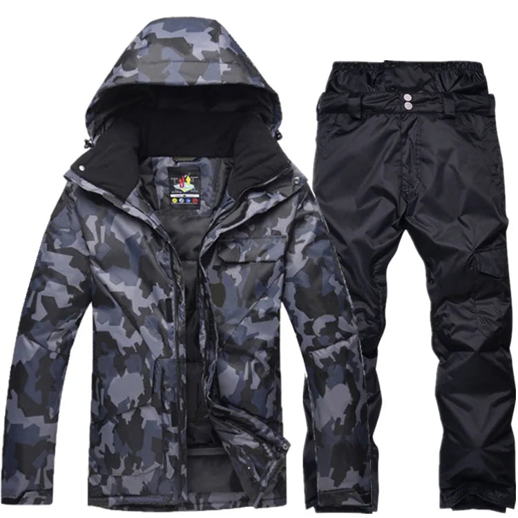 Nuevo traje de esquí de camuflaje para hombre, chaqueta de Snowboard impermeable y transpirable, pantalones de nieve de invierno, trajes para hombre, conjuntos de esquí y snowboard