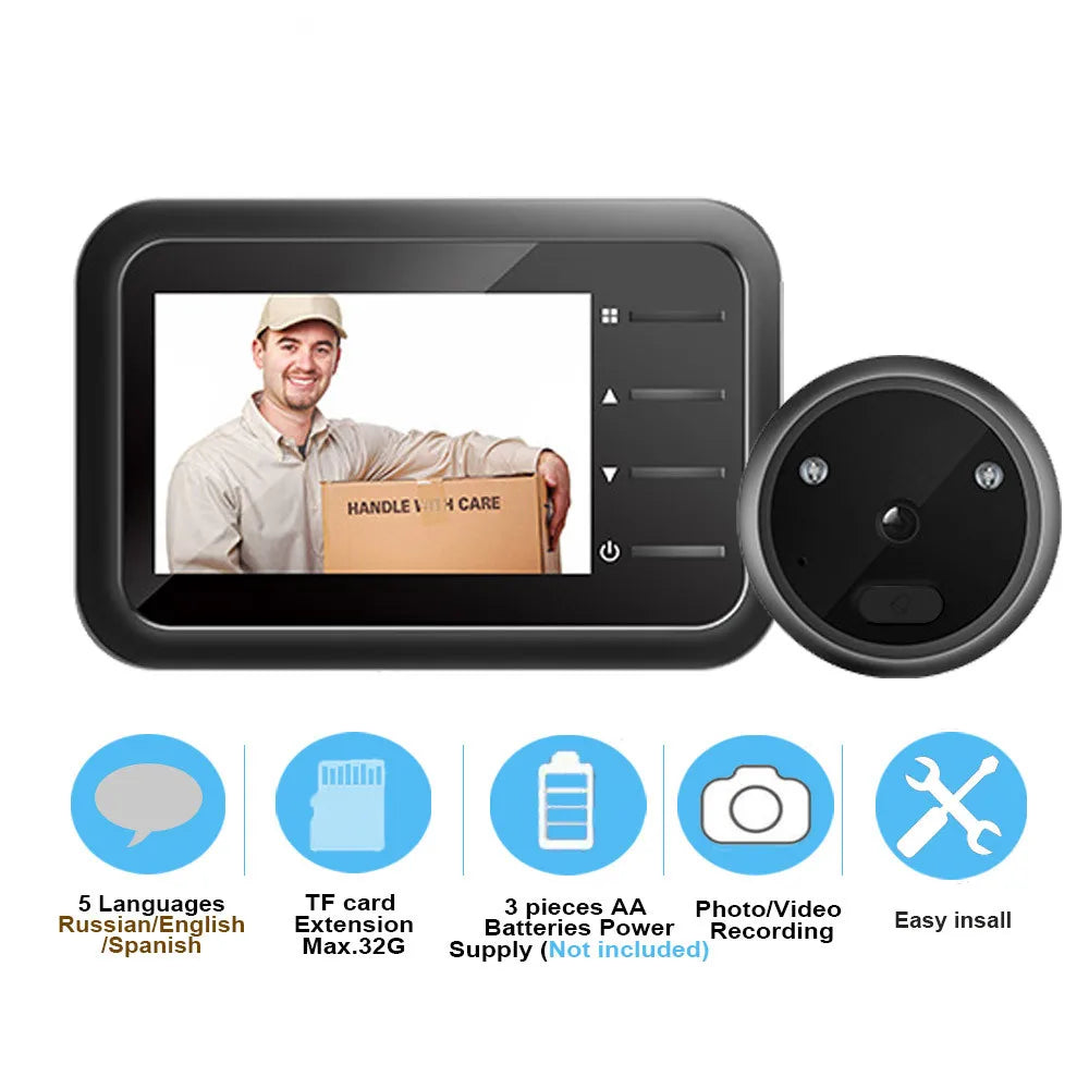 Video mirilla timbre cámara Video-ojo grabación automática anillo electrónico vista nocturna visor de puerta Digital entrada seguridad del hogar