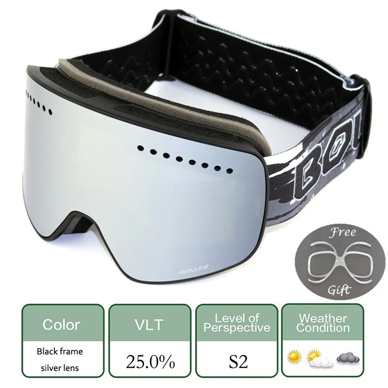 Gafas de esquí para esquiar, gafas magnéticas de doble lente para montañismo, gafas de esquí antiniebla UV400, máscara para moto de nieve para hombres y mujeres