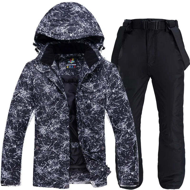 Traje de esquí grueso y cálido para hombre, trajes de esquí impermeables a prueba de viento, chaqueta y pantalones de snowboard para hombre, monos de nieve, invierno nuevo