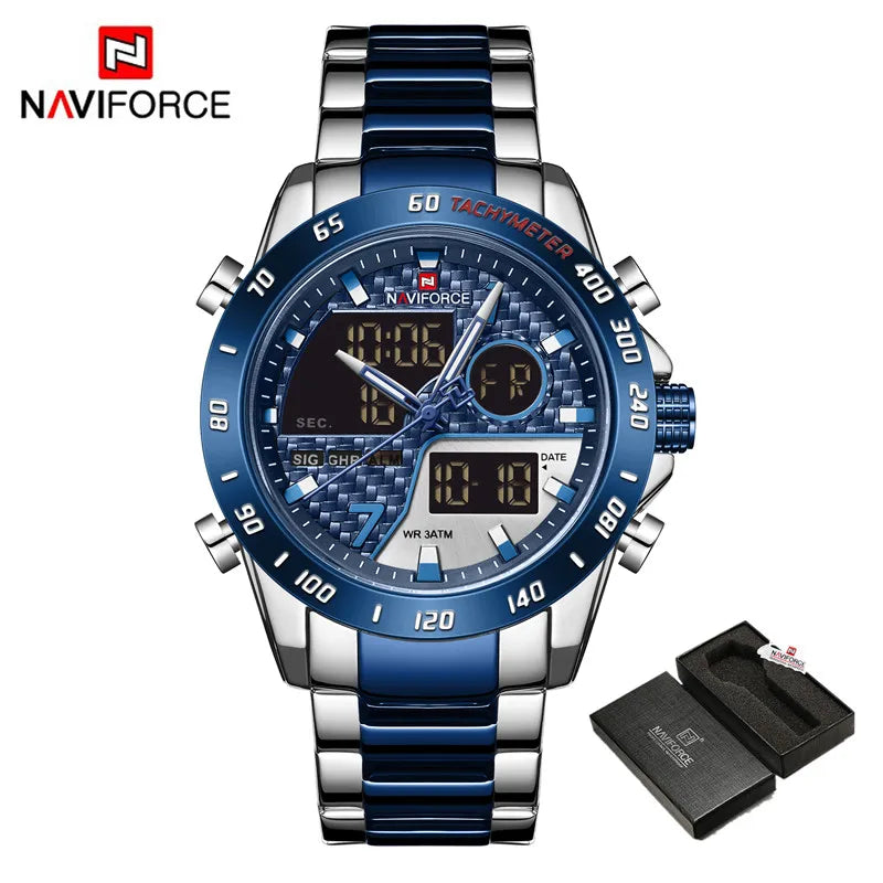 Reloj digital deportivo militar para hombre NAVIFORCE, reloj de pulsera de cuarzo para niño con luz LED, reloj impermeable para hombre Relogio Masculino