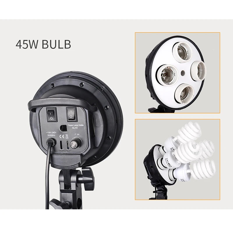 SH 50x70CM Kit de caja blanda de cuatro lámparas iluminación fotográfica con 8 Uds bombilla caja suave iluminación fotográfica accesorios para fotografía de cámara