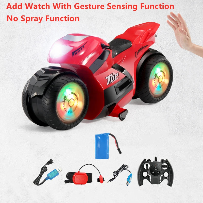 50CM Big Size Gesture Sensing Watch Control RC Stunt Motorcycle Deformation Colorful Marquee In Place Rotation Electric RC Toy