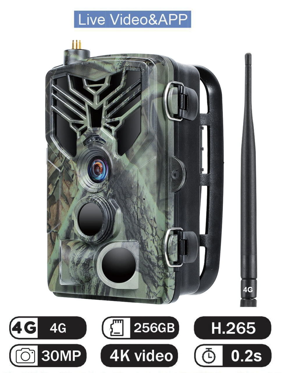 Cámara de rastreo con aplicación de vídeo en vivo 4K, servicio en la nube, cámaras de caza de Vida Silvestre, transmisión multimedia 4G, inalámbrica, visión nocturna de 30MP, HC810PRO