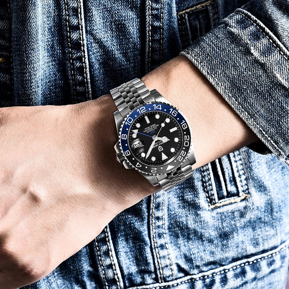 PAGANI DESIGN Reloj automático para hombre, cristal de zafiro, 40 mm, cerámica, GMT, reloj de pulsera mecánico, marca de lujo, deportivo, impermeable