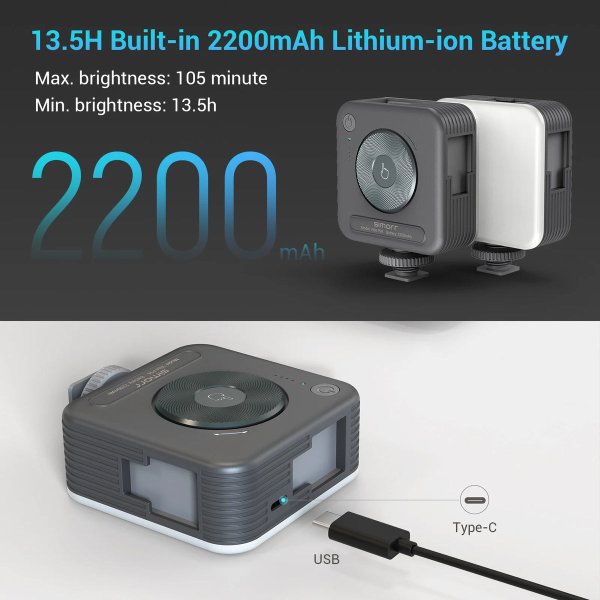 SmallRig-Luz LED portátil para cámara de vídeo, 96 cuentas LED para fotografía, iluminación de vídeo, recargable, 2200mAh, CRI 95 + 2700-6500K