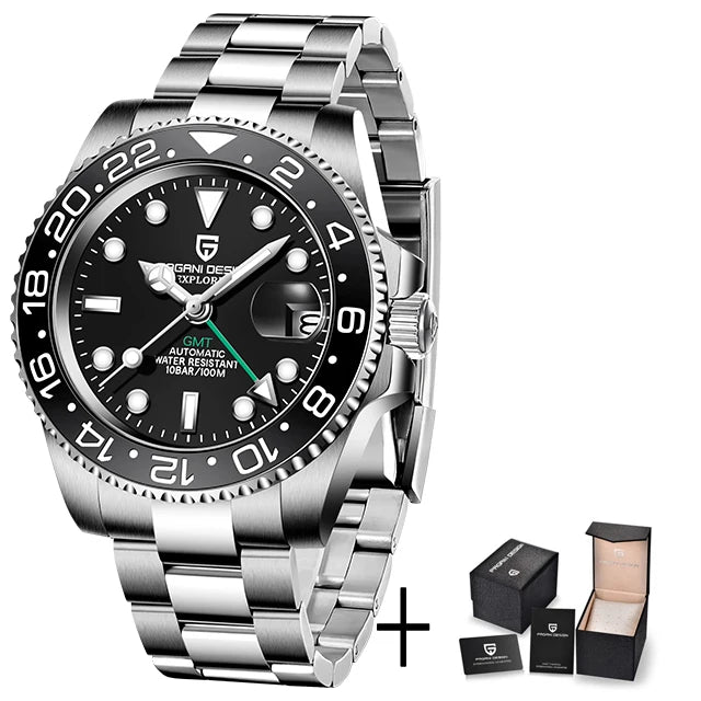 Reloj mecánico automático para hombre PAGANI DESIGN, cristal de zafiro, 40 mm, bisel cerámico, GMT, reloj de pulsera deportivo de marca superior, resistente al agua