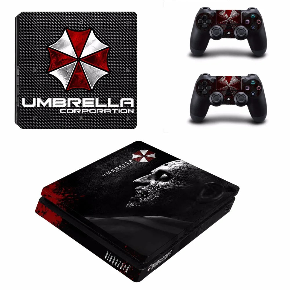 Biohazard Umbrella PS4 Slim Skin Sticker Decal For PS4 Slim Console & Controller Skin