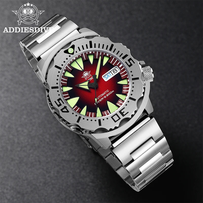 Reloj de buceo para hombre ADDIESDIVE AD2103 de 42 mm con movimiento NH36A, bisel de acero con indicador de día y semana, estilo Captain Willard Monster