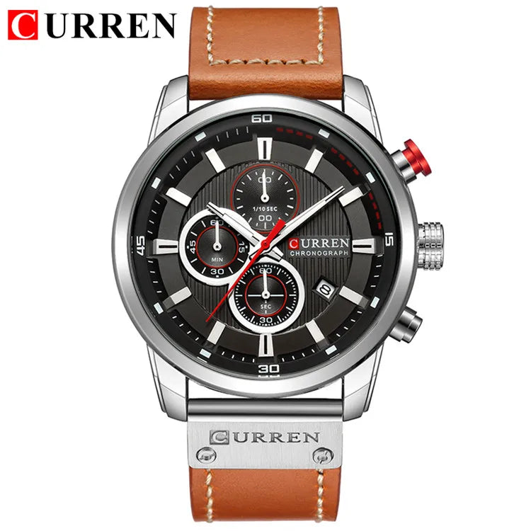 CURREN Marca Reloj Hombre Cuero Deportes Relojes Hombre Ejército Militar Reloj de Pulsera de Cuarzo Cronógrafo Reloj Masculino Relogio Masculino