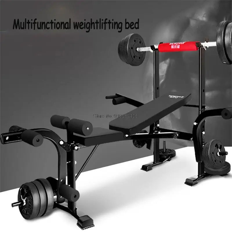 Dispositivo de entrenamiento integral multifuncional, equipo de fitness para el hogar, prensa plegable para banco de cama de levantamiento de pesas