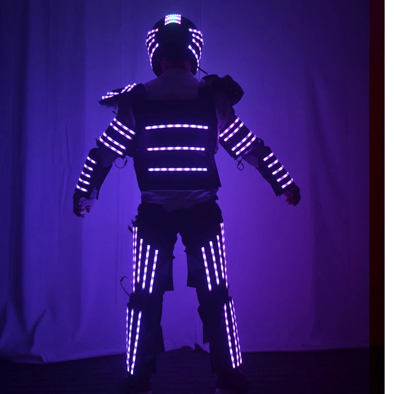Ropa LED que cambia de color rgb, traje de robot luminoso led futuro, puesta en escena, disfraz iluminado, casco, Bar, club nocturno