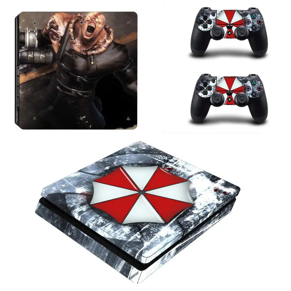 Biohazard Umbrella PS4 Slim Skin Sticker Decal For PS4 Slim Console & Controller Skin