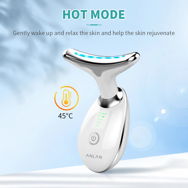 ANLAN Dispositivo de belleza para la cara del cuello Levantamiento de cuello facial EMS Cuidado de la piel con calor ligero en 3 colores Estiramiento de la piel Reducir la papada Herramientas para el cuidado de la piel
