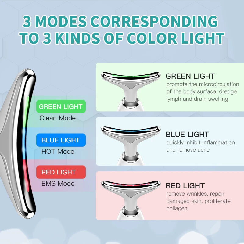 ANLAN Dispositivo de belleza para la cara del cuello Levantamiento de cuello facial EMS Cuidado de la piel con calor ligero en 3 colores Estiramiento de la piel Reducir la papada Herramientas para el cuidado de la piel