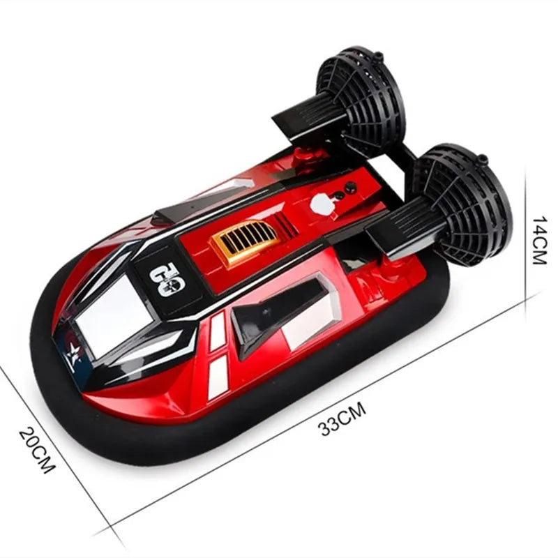 Aerodeslizador RC de simulación anfibio con control remoto 2.4G, juguete de barco anfibio RC de alta velocidad, resistente al agua, con navegación en reversa y derrape