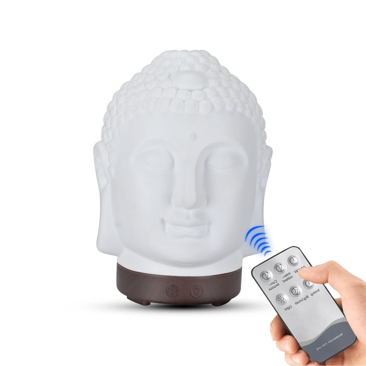 Difusor de Aceites Esenciales de 100ml con Cabeza de Buda, Humidificador con Lámpara Nocturna, Difusor de Aromaterapia para el Hogar