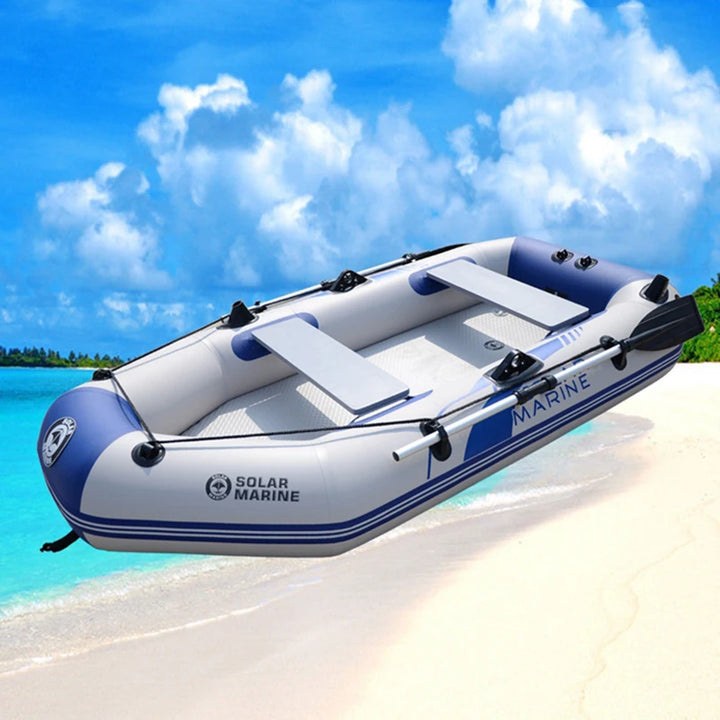 Solarmarine B230-3 Barco de pesca inflable de PVC, kayak de carreras, canoa con accesorios gratuitos para deportes acuáticos al aire libre, 3 personas