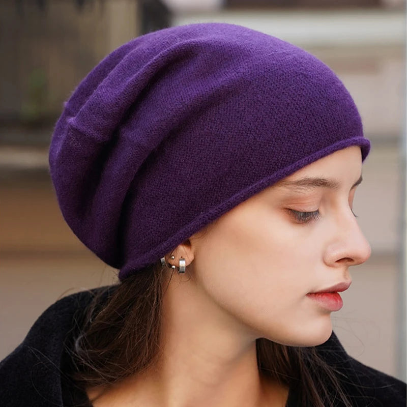Gorro de Cachemira para mujer, gorro de Cachemira Natural auténtica para hombre, Unisex, cálido, cómodo, tejido a mano, gorro de Cachemira para niño, tejido sin costuras