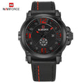 Relojes deportivos militares NAVIFORCE para hombre, originales, resistentes al agua, con visualización de día y fecha, correa de cuero, reloj masculino