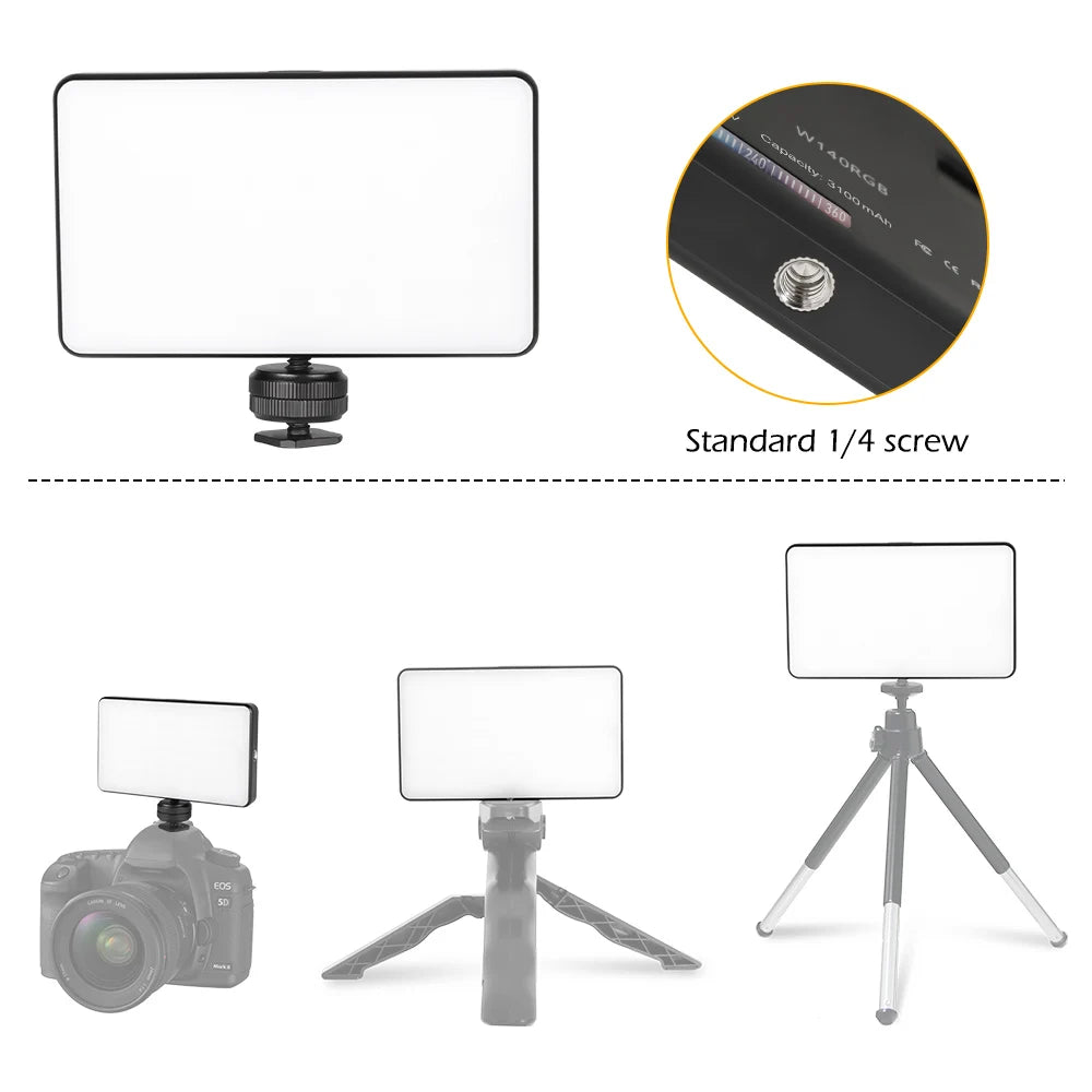 SH W140-luz de vídeo RGB 2500-9000K LED para cámara, 3100mAh con efecto difusor, luz de relleno para Vlog, iluminación de fotografía