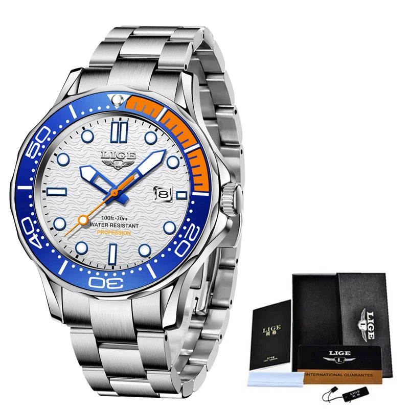 2025 LIGE New Business Mens Watches Top Brand Luxury Dive Watch For Men Waterproof Date Clock Sport Watch Relogio Masculino+Box