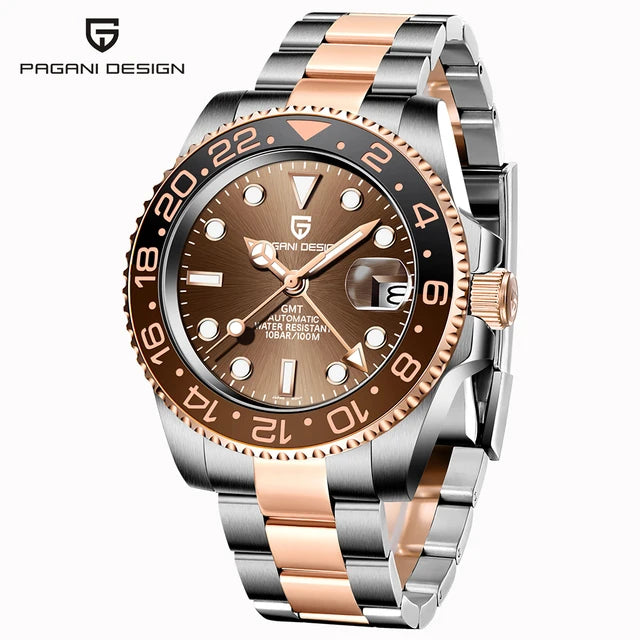 Reloj mecánico automático para hombre PAGANI DESIGN, cristal de zafiro, 40 mm, bisel cerámico, GMT, reloj de pulsera deportivo de marca superior, resistente al agua