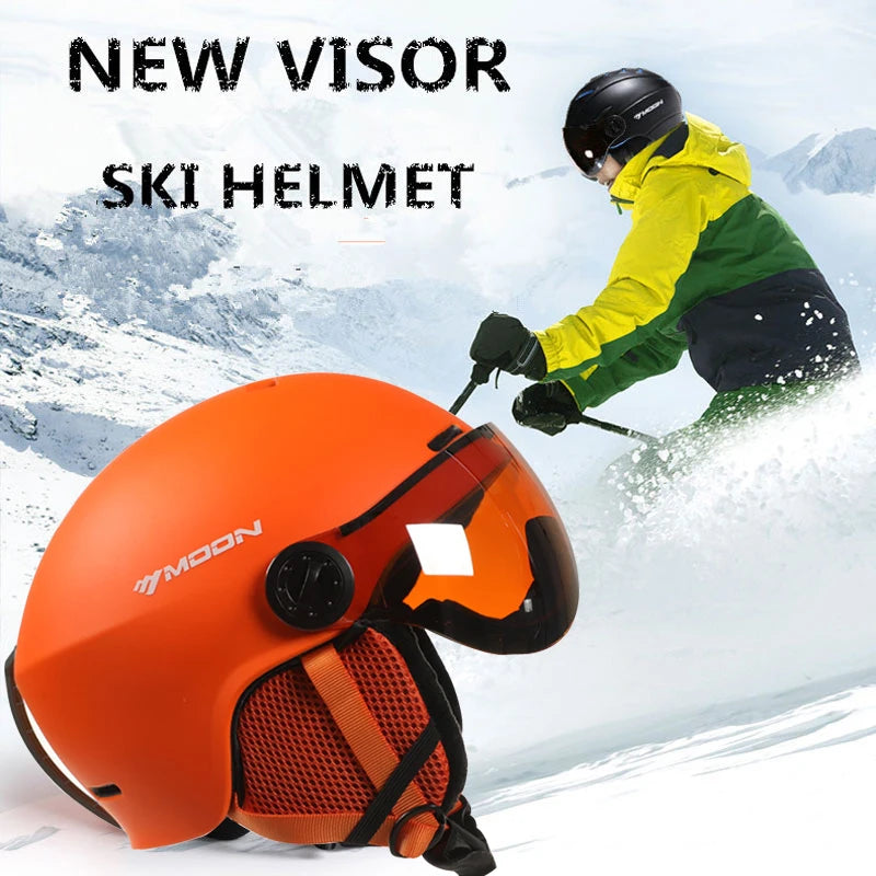 Casco de esquí MOON moldeado integralmente PC + EPS casco de esquí de alta calidad gafas deportes al aire libre esquí Snowboard monopatín cascos para hombre