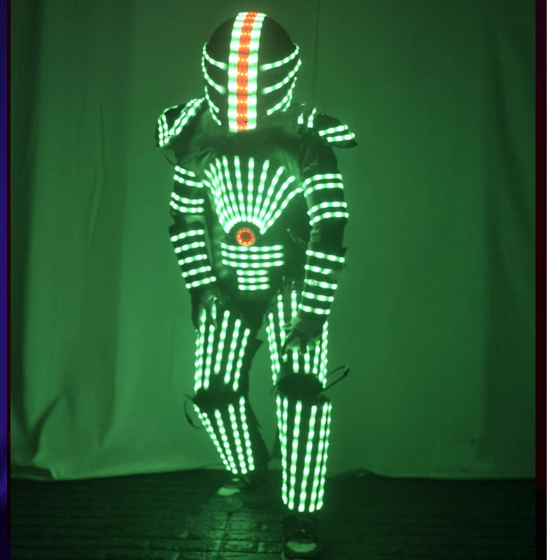 Ropa LED que cambia de color rgb, traje de robot luminoso led futuro, puesta en escena, disfraz iluminado, casco, Bar, club nocturno
