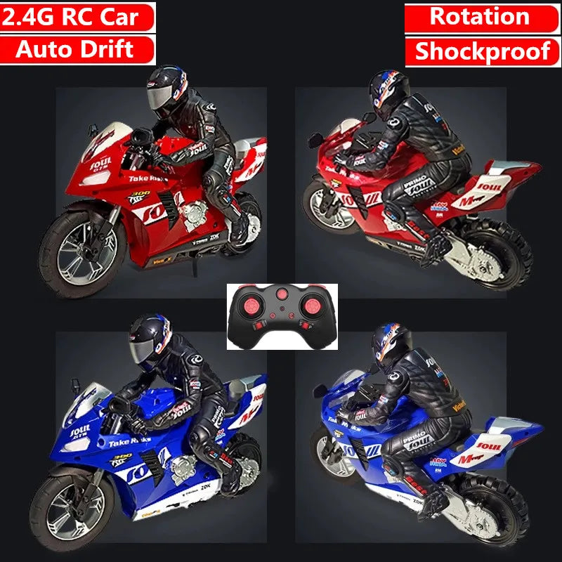 Motocicleta de acrobacias RC con rotación 3D, giros, control remoto 2.4G, moto de acrobacias, coche de carreras de alta velocidad, derrape, a prueba de golpes, juguete de autoequilibrio