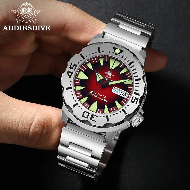 Reloj de buceo para hombre ADDIESDIVE AD2103 de 42 mm con movimiento NH36A, bisel de acero con indicador de día y semana, estilo Captain Willard Monster
