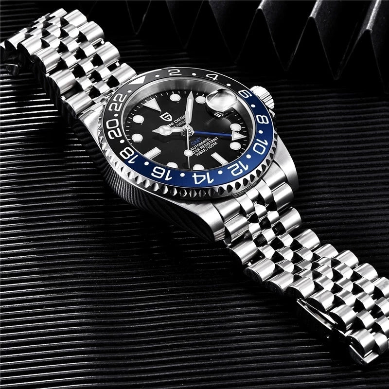 PAGANI DESIGN Reloj automático para hombre, cristal de zafiro, 40 mm, cerámica, GMT, reloj de pulsera mecánico, marca de lujo, deportivo, impermeable