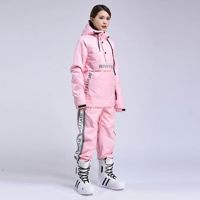 Traje de esquí para hombre y mujer, conjunto cálido de Sudadera con capucha de esquí, chaqueta y pantalones impermeables a prueba de viento, traje de Snowboard Unisex, invierno, nuevo