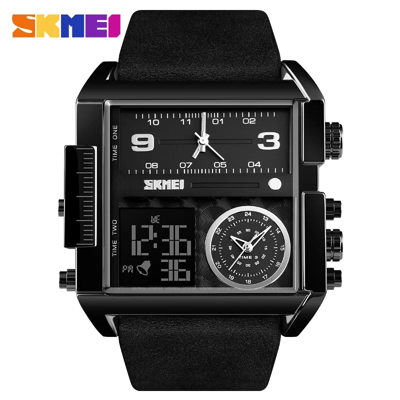 Reloj deportivo para hombre SKMEI con 3 zonas horarias, marca de lujo, reloj digital militar, reloj de cuarzo para hombre, reloj 1391