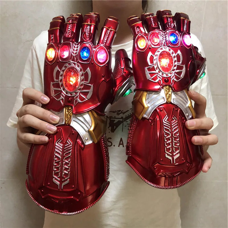 Marvel 1:1 Iron Man infinito piedra Thanos guantes vengadores superhéroe Weapen guantelete guantes con luz LED Cosplay Capitán América chico