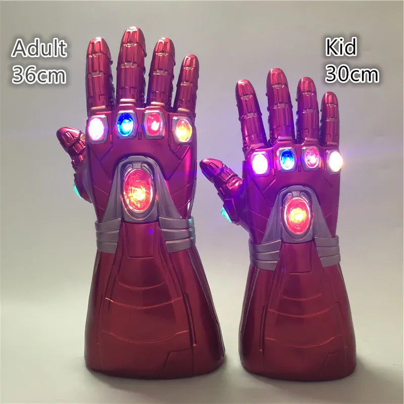 Guante de Thanos Iron Man 1:1, guantelete con luz LED, vengadores, guantes de superhéroe, héroe de Marvel, Capitán América, Cosplay, Thor, regalo para niños