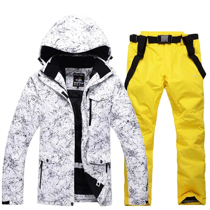 Traje de esquí grueso y cálido para hombre, trajes de esquí impermeables a prueba de viento, chaqueta y pantalones de snowboard para hombre, monos de nieve, invierno nuevo