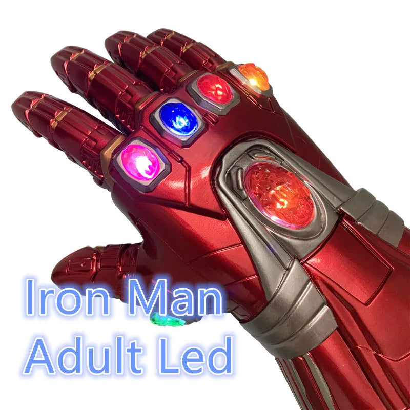 Guante de Superhéroes de Los Vengadores, tejido 1:1, guantelete de Iron Man Thanos, guantes de Cosplay con luz LED, accesorio de Cosplay de película de Halloween