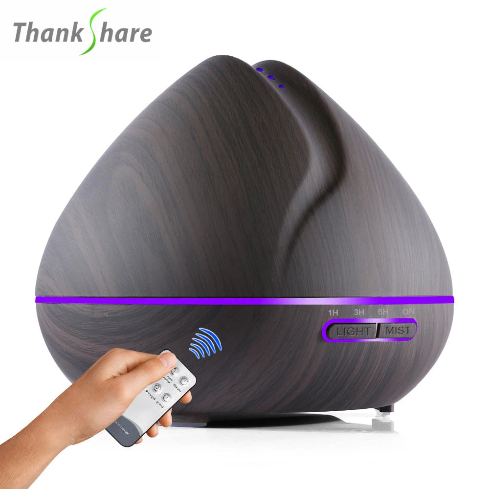 Humidificador de aceite esencial con Control remoto, difusor de Aroma ultrasónico con LED de 7 colores, 300ml, 500ml, para el hogar
