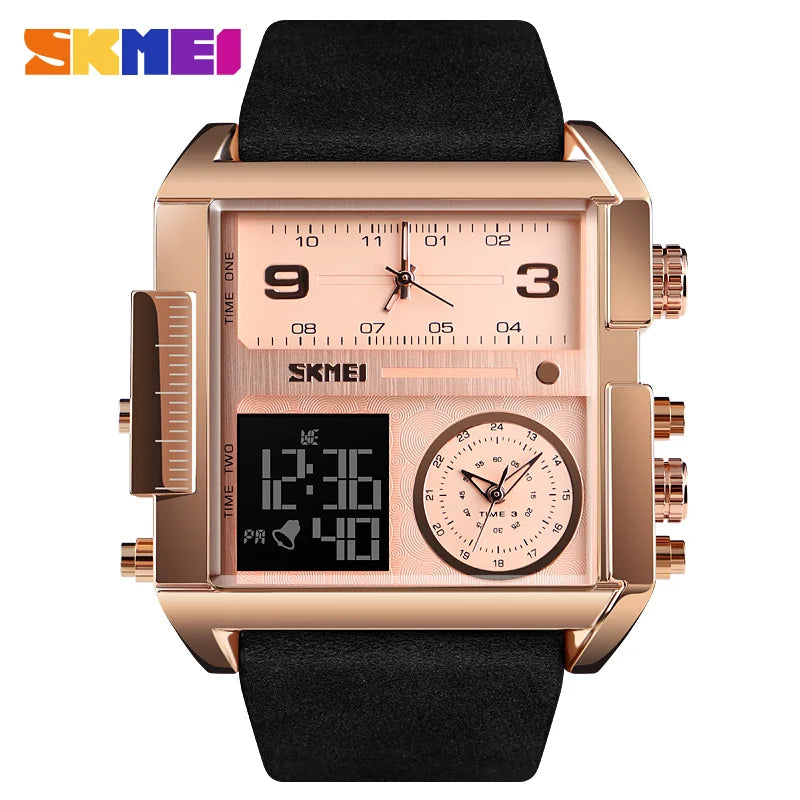 Reloj deportivo para hombre SKMEI con 3 zonas horarias, marca de lujo, reloj digital militar, reloj de cuarzo para hombre, reloj 1391