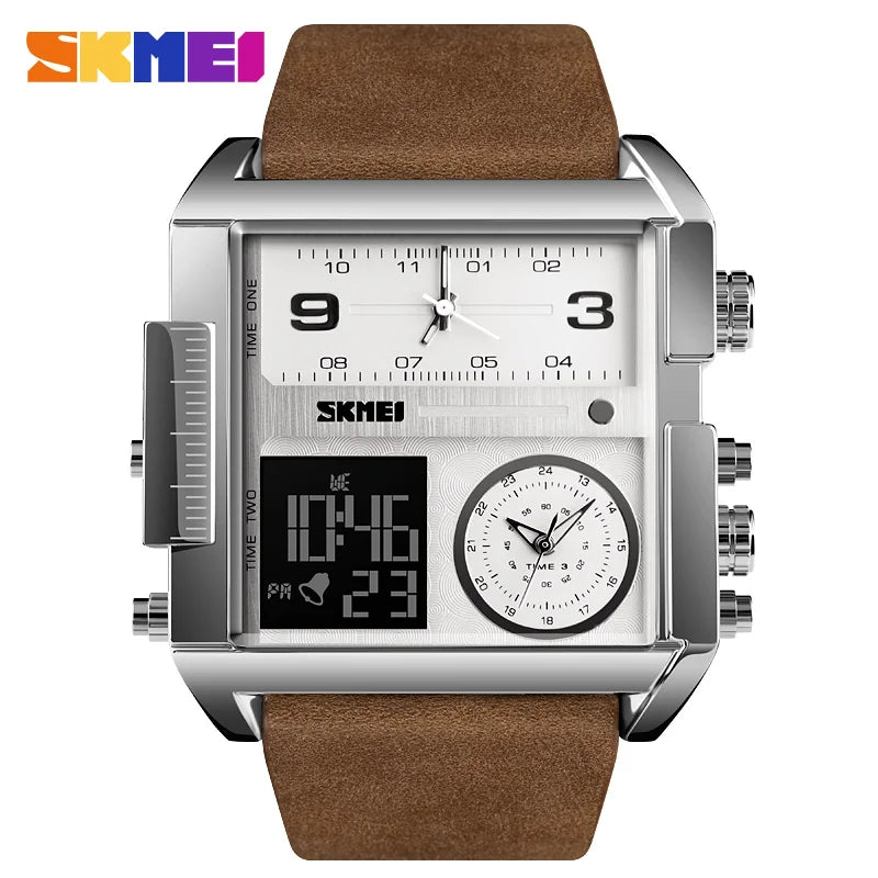 Reloj deportivo para hombre SKMEI con 3 zonas horarias, marca de lujo, reloj digital militar, reloj de cuarzo para hombre, reloj 1391