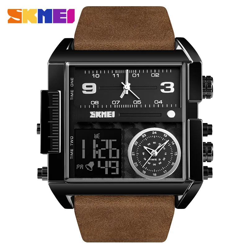 Reloj deportivo para hombre SKMEI con 3 zonas horarias, marca de lujo, reloj digital militar, reloj de cuarzo para hombre, reloj 1391