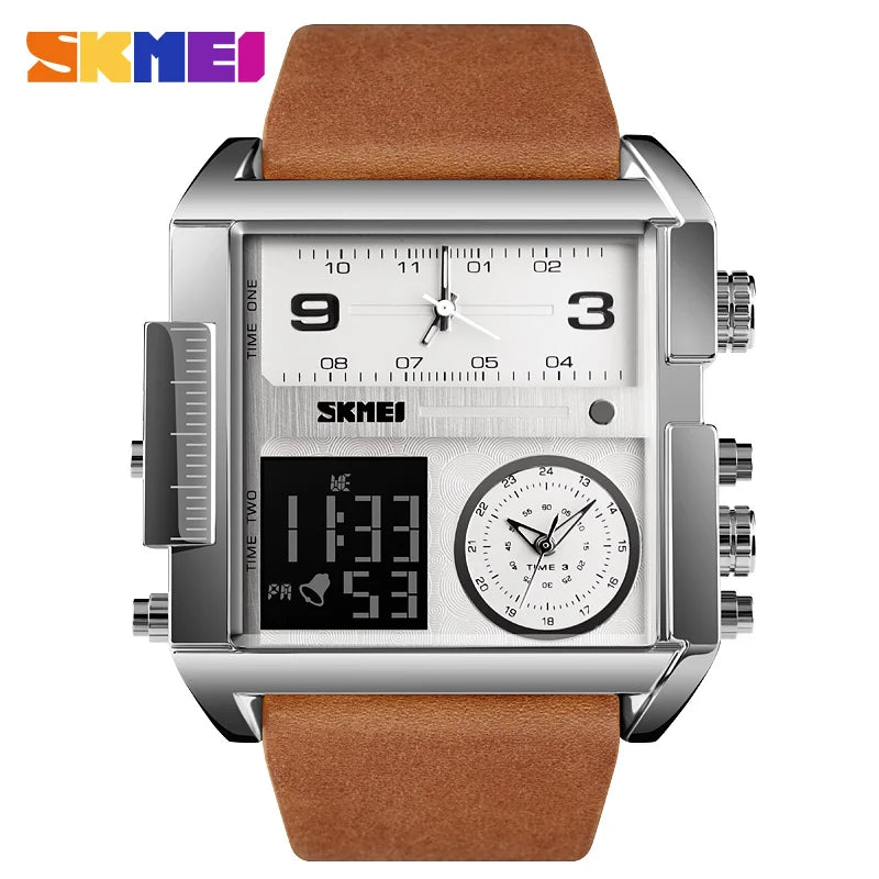Reloj deportivo para hombre SKMEI con 3 zonas horarias, marca de lujo, reloj digital militar, reloj de cuarzo para hombre, reloj 1391