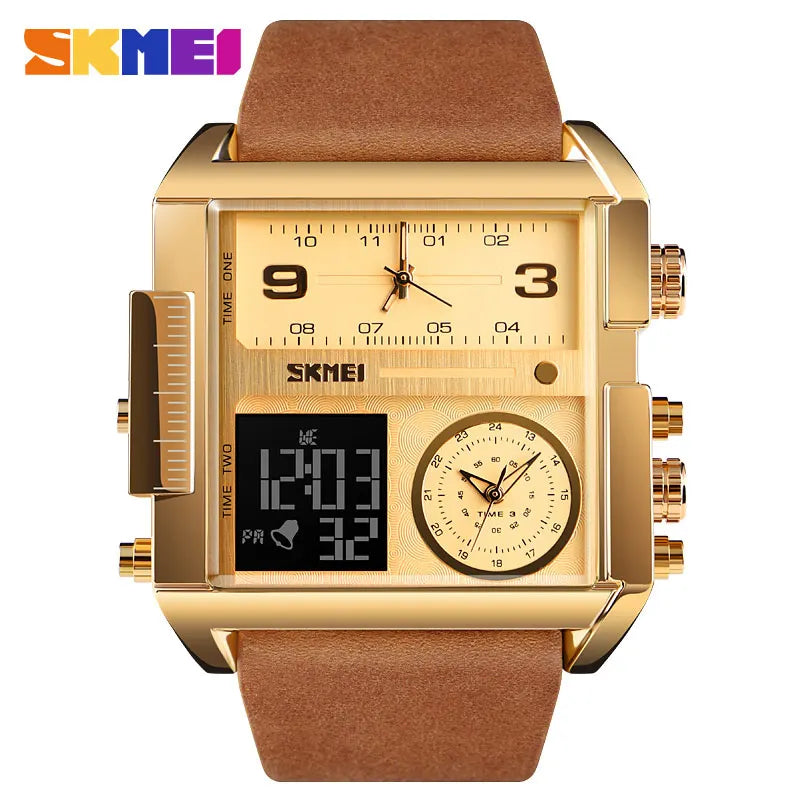 Reloj deportivo para hombre SKMEI con 3 zonas horarias, marca de lujo, reloj digital militar, reloj de cuarzo para hombre, reloj 1391
