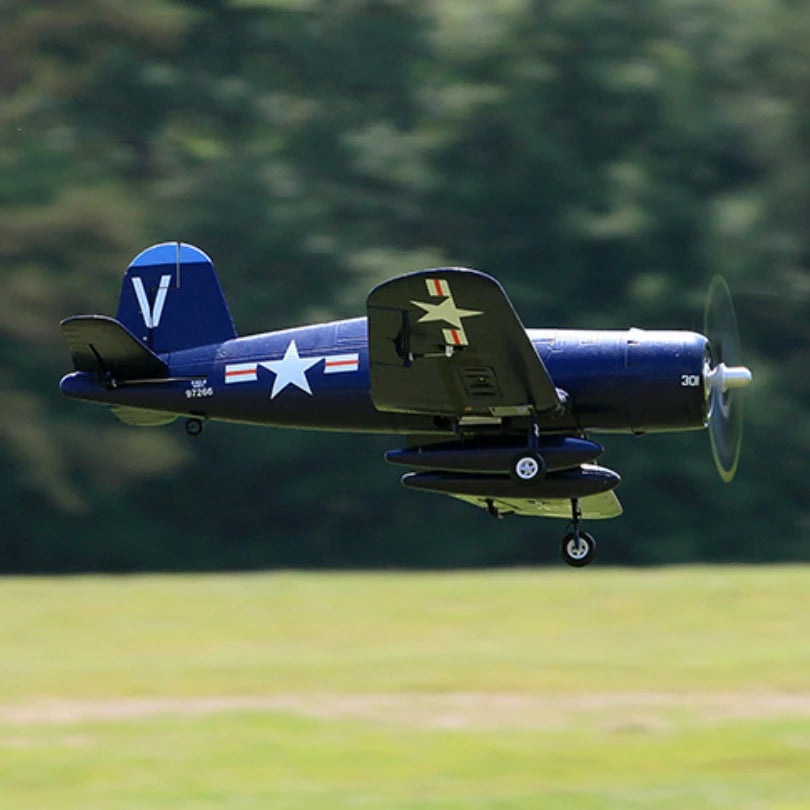 FMSRC-miniavión Warbird F4U Corsair V2 azul PNP de radiocontrol, modelo de avión, avión Avion pequeño, regalo barato, 800mm